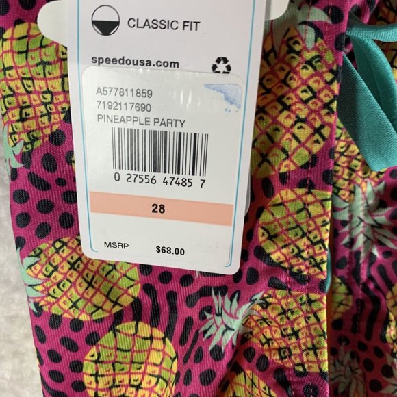 Speedo Swimsuit Womens 28 Pineapple Stretch Tie Back Endurance‎ One Piece 8081 - Picture 3 of 6